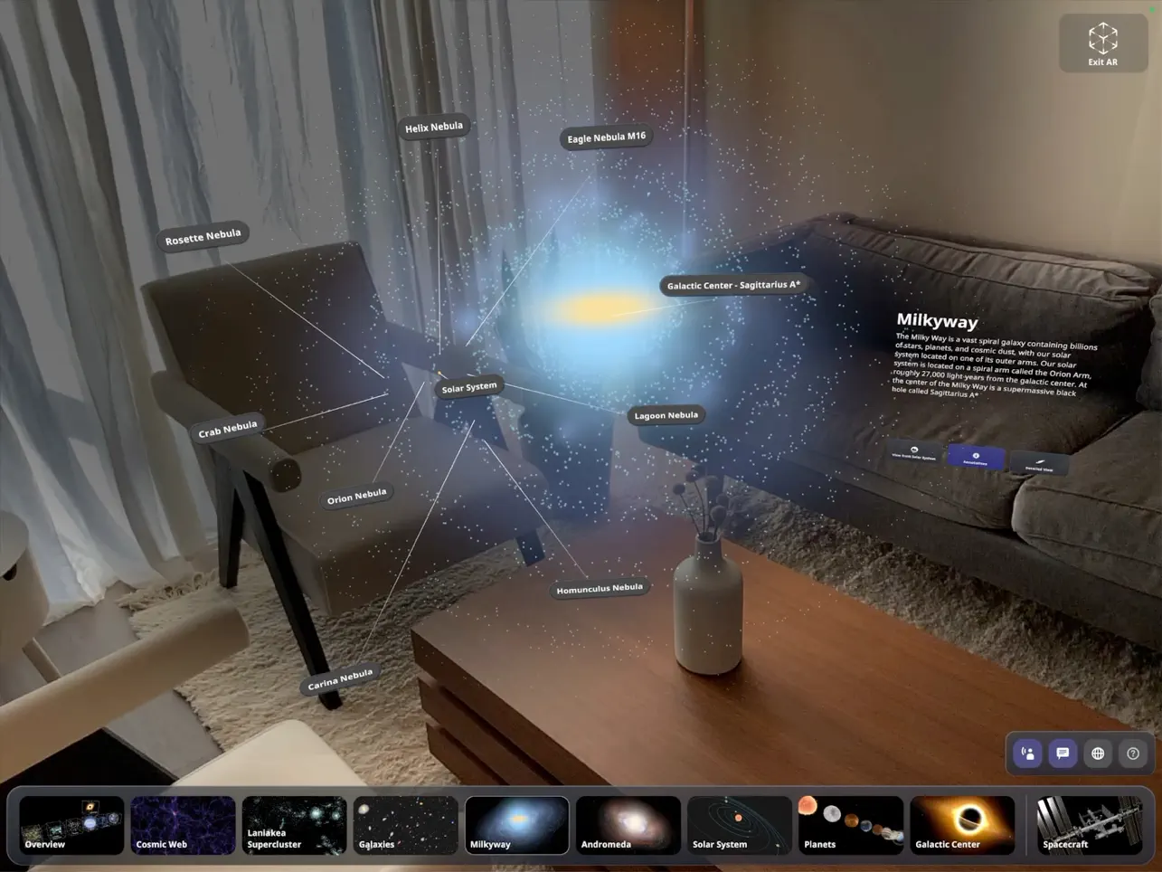The Milky Way visualized in augmented reality on iPad